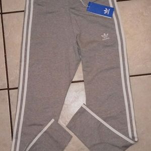 Adidas Three Striped Leggings Grey size 2 NWT
